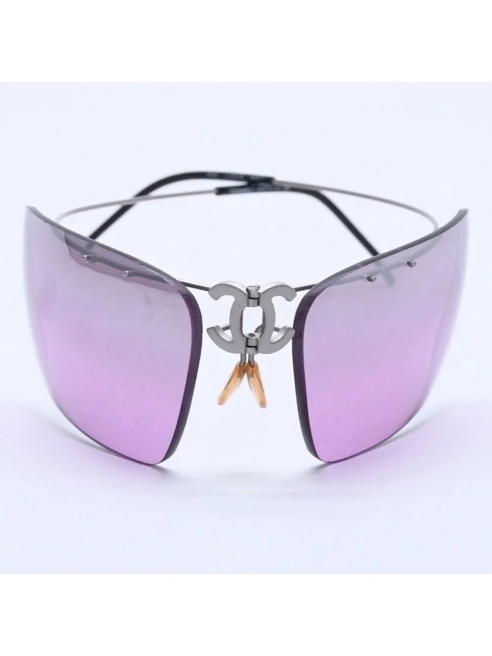 Chanel Folding Front CC Logo Sunglasses 62 17 Purple Lens Eyewear